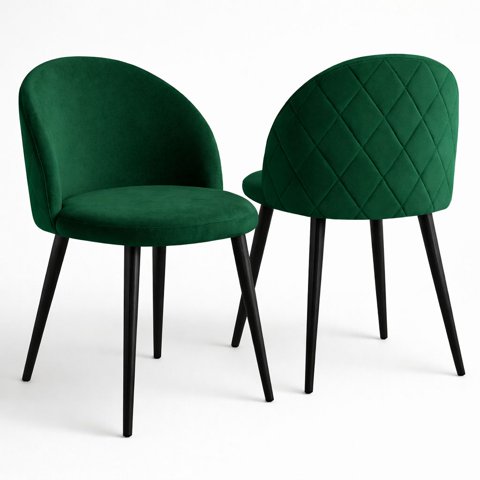 Oh! Mi Hogar ® - Pack De 2 Sillas Berna Velvet Base Negro