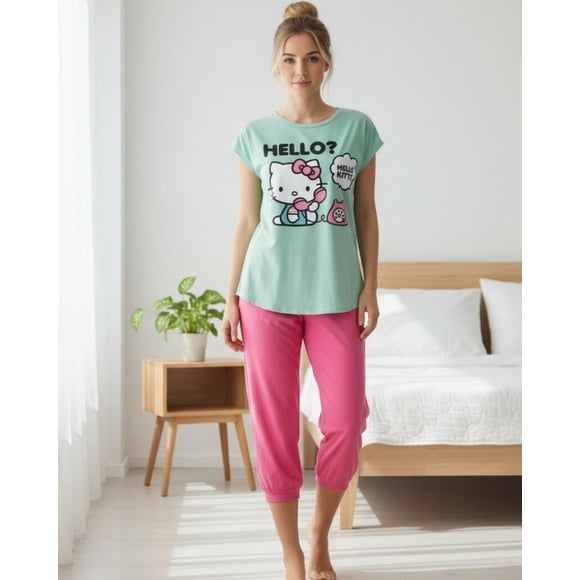 Pijama Mujer Hello Kitty verde M