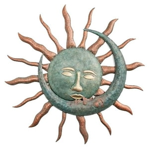 Genérico - Decoración De Arte De Pared De Metal Colgante Creativo Sol Y Luna Para Oficina Hogar