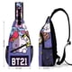 thumbnail image 2 of BT21 Riñonera Bandolera con Estampado Integral para Hombres y Mujeres, Bolso Cruzado Gráfico de Tendencia, Mochila de Hombro Streetwear para Ciclismo y Deportes, Riñonera Versátil Casual, 2 of 6