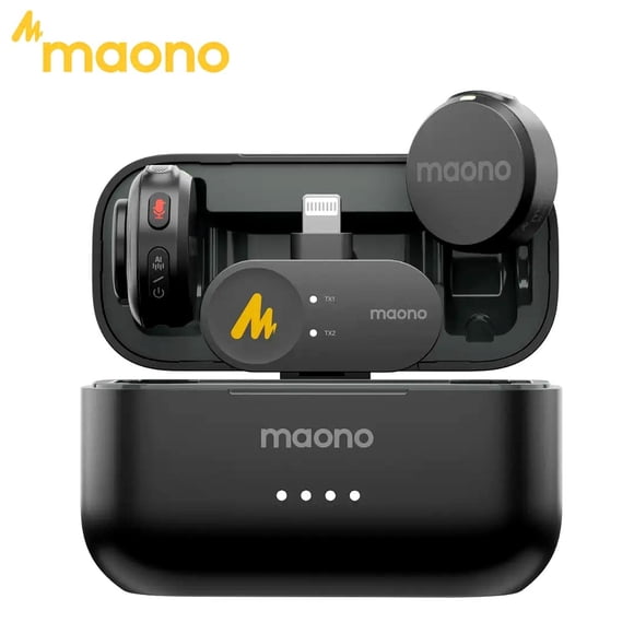 Micrófonos Inalámbricos Maono Wave T5 para iPhone con case de carga