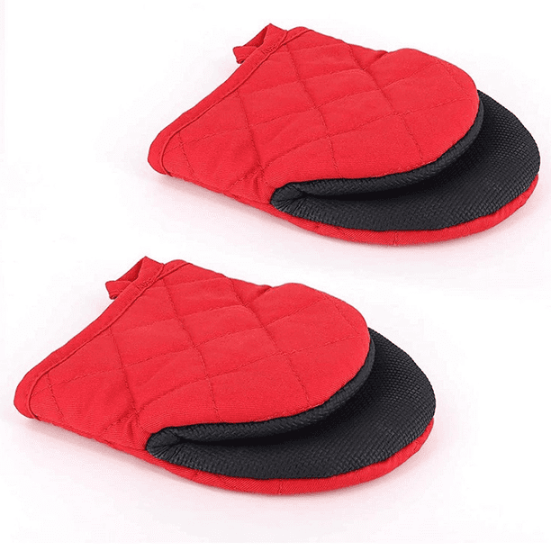 Manoplas cortas de silicona resistentes al calor para horno, ideales para hornear, asar, barbacoas, microondas y lavar a máquina.