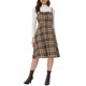 thumbnail image 1 of INSPIRE CHIC Vestido de Tirantes para Mujer Retro Cuadros Cuello Cuadrado Línea A Midi Vestido XS Marrón, 1 of 7