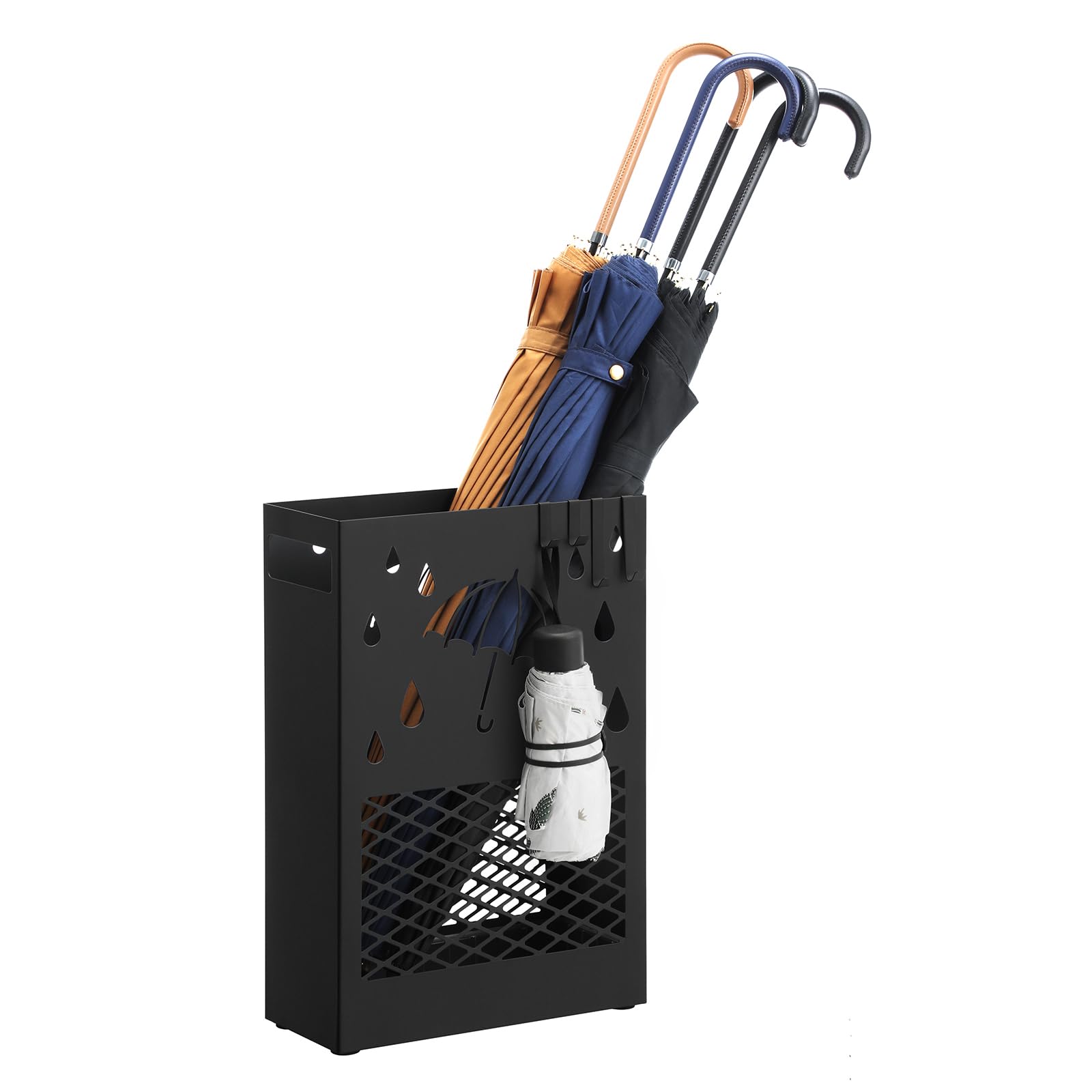 Soporte Para Paraguas Songmics De Metal Rectangular Con Bandeja De Goteo Negro