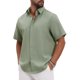 thumbnail image 4 of INSPIRE CHIC Camisa de Lino de Manga Corta para Hombre Inspirada en el Verano con Botones S Verde Claro, 4 of 5