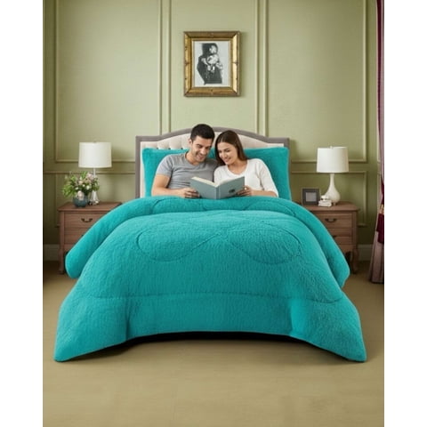 Myl Todo Hogar - Plumón Cubrecama 2 Plazas Sherpa Peludo Invierno Diseño Suave