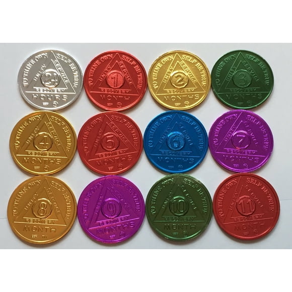 Set de 12 monedas de medallón AA de recuperación BSP conmemorativas de 24 horas a 11 meses