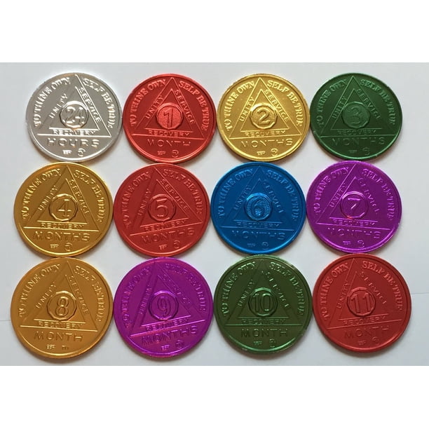 Set de 12 monedas de medallón AA de recuperación BSP conmemorativas de 24 horas a 11 meses
