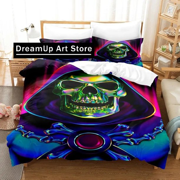 Skull Skeletor Bedding Set Cute Quilt Cover Bed Cover With Pillowcase Boys Adult Home Textile