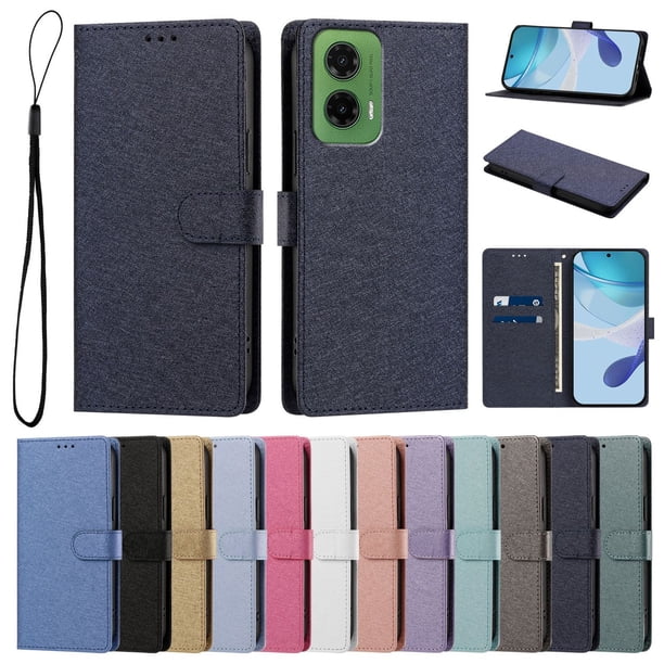Funda Cartera de PU para Motorola Moto G35 con Tarjetas, Azul Marino
