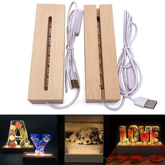 BASE DE EXHIBICIÓN LED DE MADERA Voaesdk 15 cm (2 unidades)