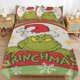 thumbnail image 2 of Comforter Set Queen Size Merry Grinchmas.Grinch in Red Bordered Circle Dr. Set with 2 Pillowcases for All SeasonsBedding Set 3pcs for Kids Boys Girls Bedroom Decor Bed Sheets, 2 of 5