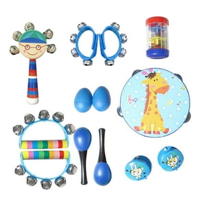 Genérico - 13 Piezas Montessori Instrumento De Percusión Juegos De Música De Madera Para Bebés Niños Azul