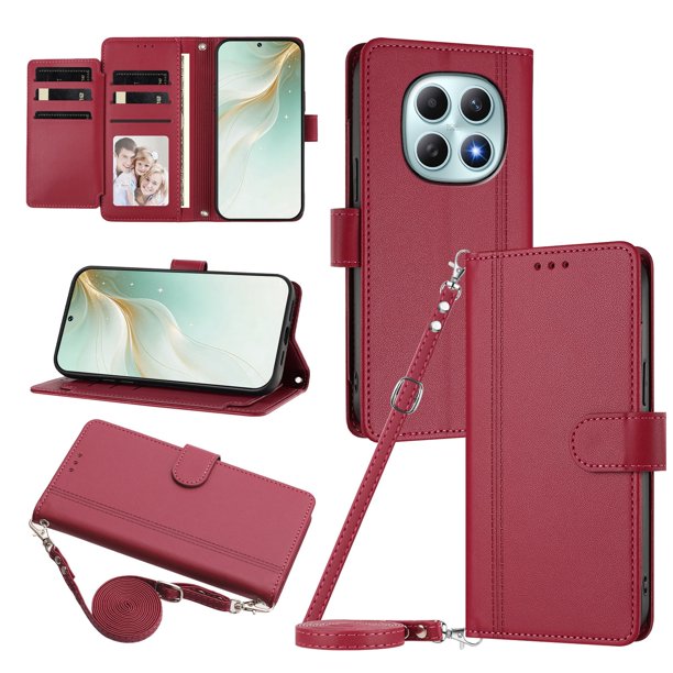 Funda Tipo Libro para Xiaomi Redmi Note 15 4G/5G, Tapa con Imán, Rojo