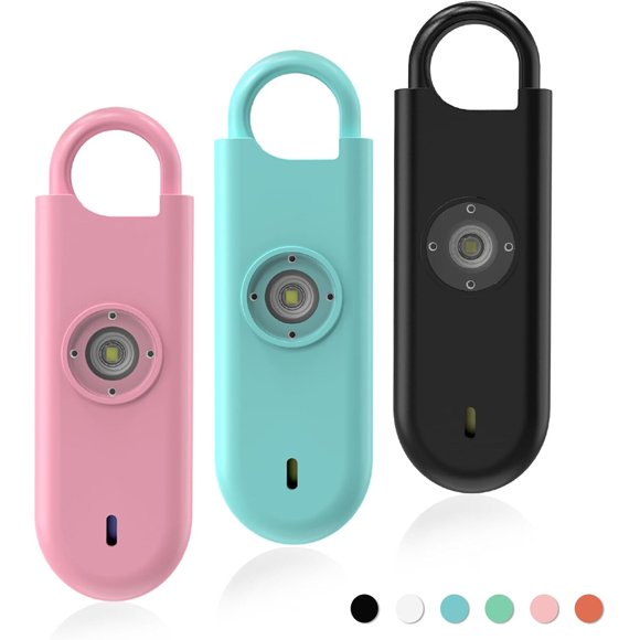 Alarma Personal Fauxomor de 140 dB, pack de 3, con Luz LED Estroboscópica