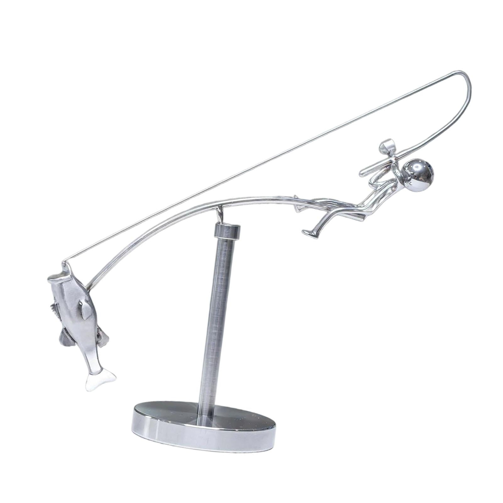 Bothyi - Escultura De Pescador En Equilibrio, Estatua De Pesca Para El Hogar, Mueble De Tv, Sala De Estar