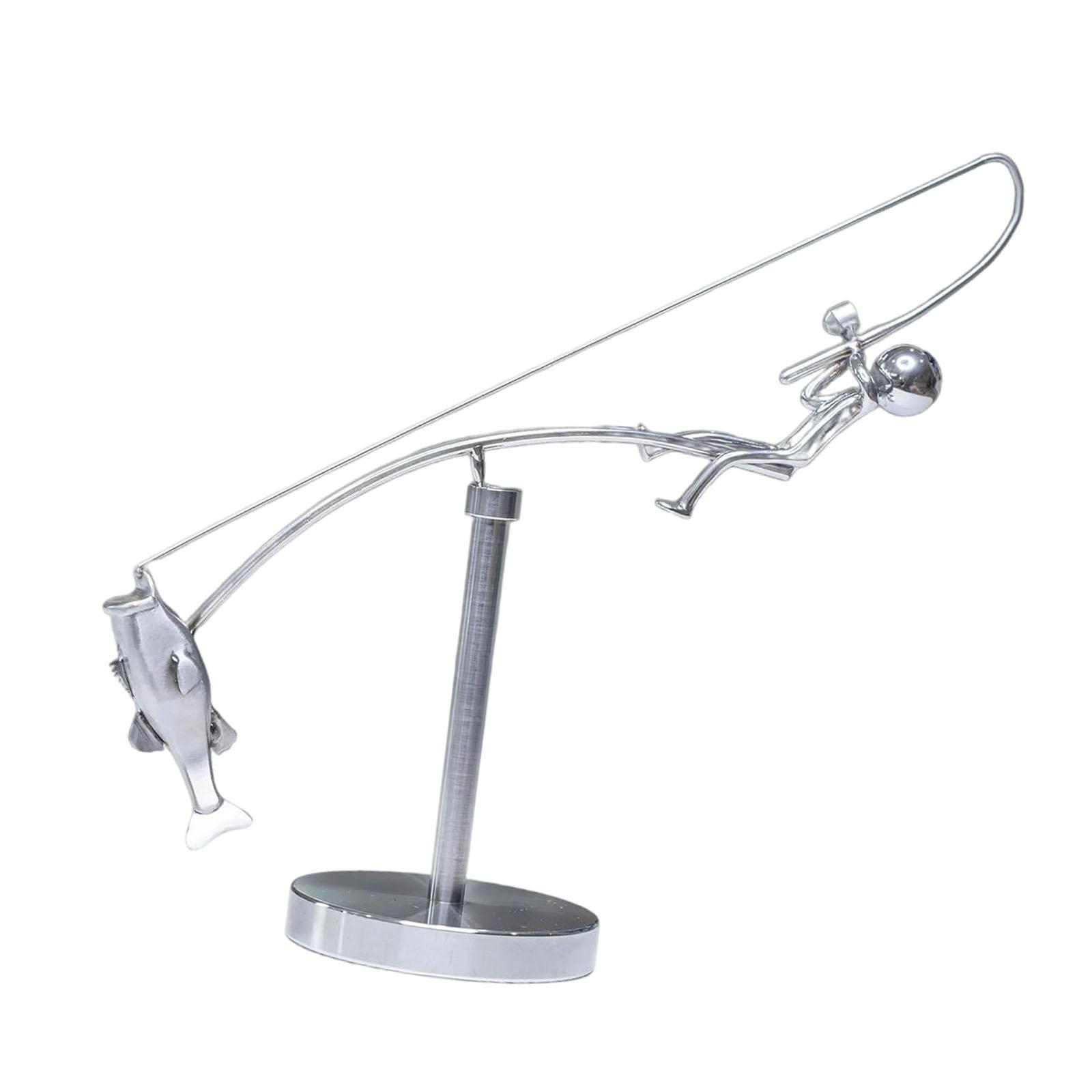 Bothyi - Escultura De Pescador En Equilibrio, Estatua De Pesca Para El Hogar, Mueble De Tv, Sala De Estar
