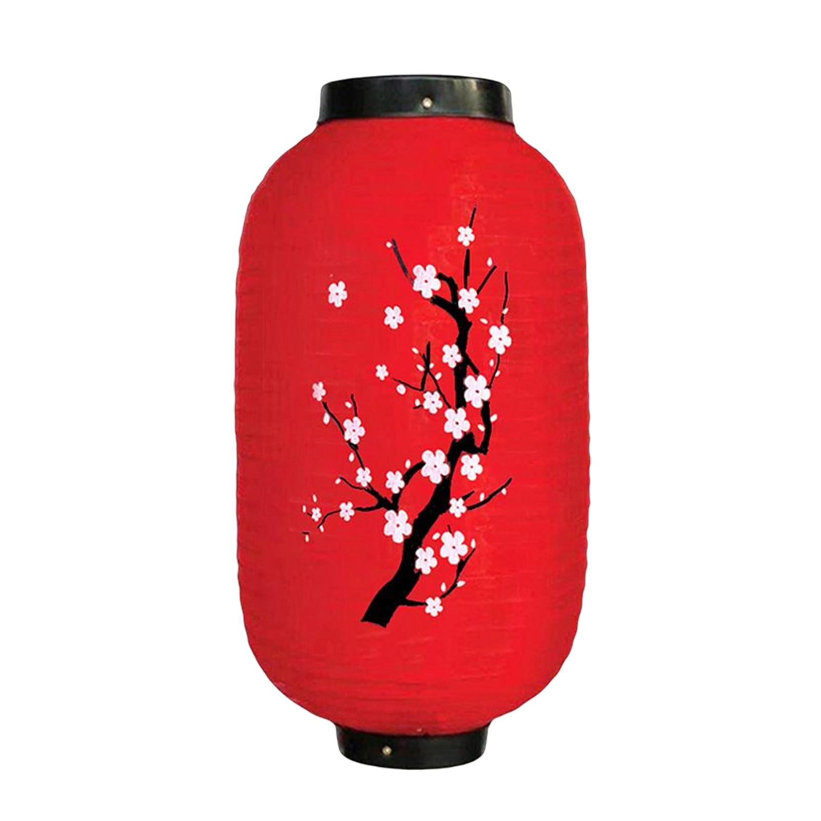 Magideal - Linterna De Estilo Japonés Lámpara Colgante Decorativa Sombra Estilo Oriental Luces De Tela Ligera Para Boda Festival De Primavera Fiesta Al Aire , Rojofondopequeñofloral