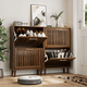 thumbnail image 3 of 23.6-inch walnut shoe cabinet, medieval modern independent shoe cabinet, fence shoe cabinet with 2 flip drawers, suitable for corridors and entrances, 3 of 3