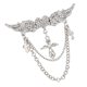 thumbnail image 2 of Clásico Traje Para Hombre Broches Cristal Alas De Ángel Borlas Broche Alfileres Plata, 2 of 5