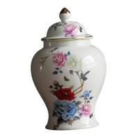 Bothyi - Tarro De Jengibre De Cerámica Chino, Almacenamiento De Té Pintado A Mano Esmaltado, Multiusos