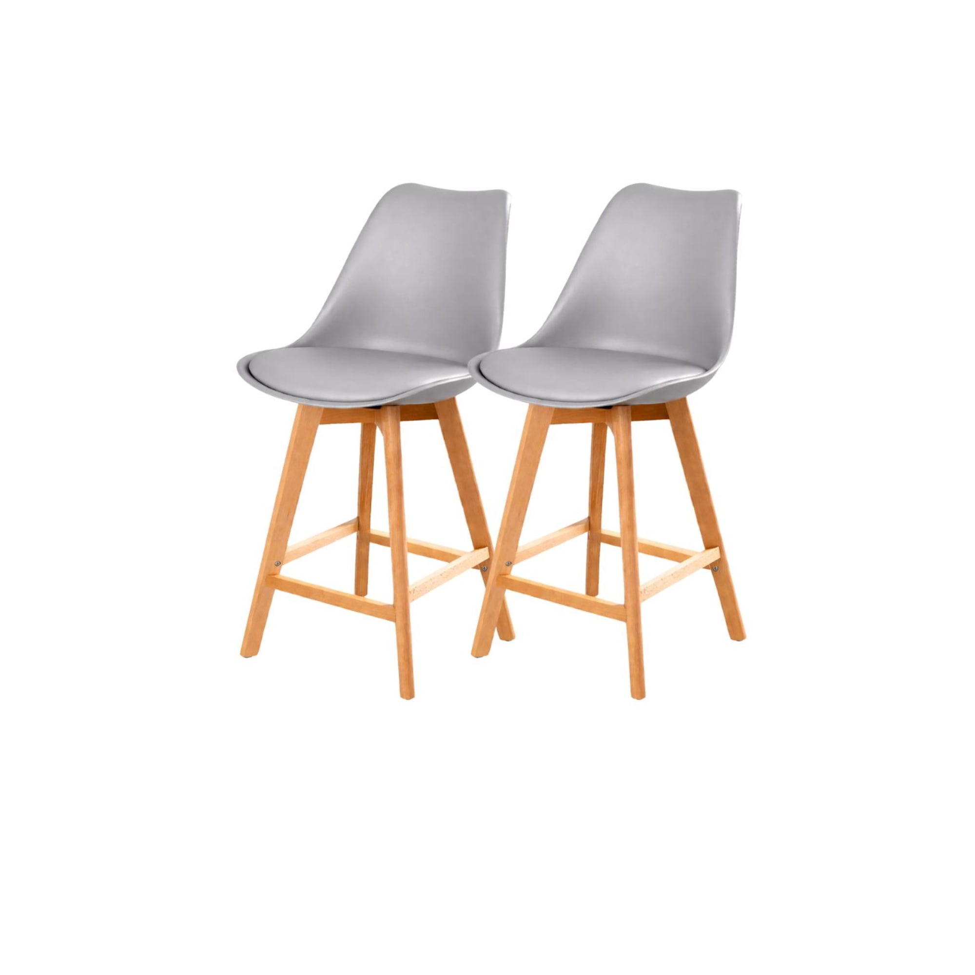 Habita2 Chile - Pack 2 Taburetes Tulip Wood Acolchado 66cm - Gris