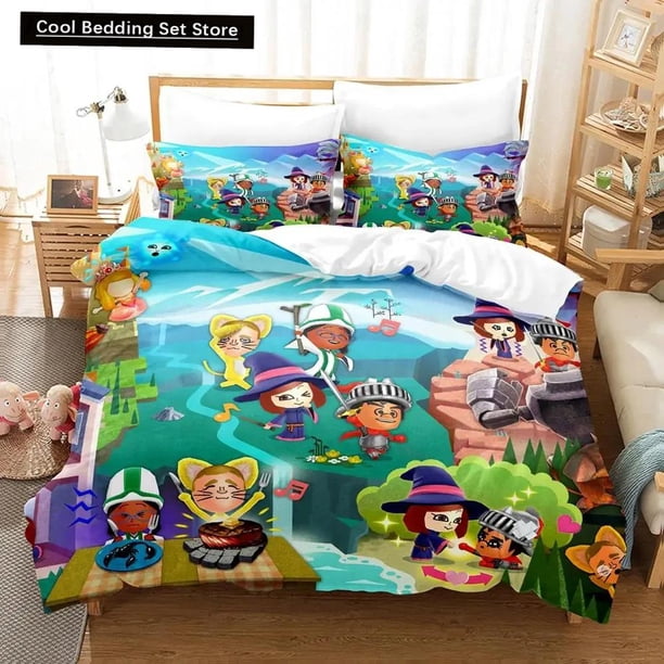 v2828 Bed Sheets Game Miitopia Bedding Set Duvet Cover Bed Set Quilt Cover Pillowcase Comforter king Queen Size Boys Adult Bedding Set 3-Piece Bedding Set (1 Duvet Cover + 2 Pillow Shams) Bed Sheets j