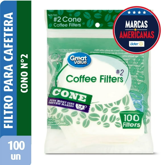 Filtro para Cafetera Cono #2 Bolsa, 100 Un
