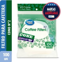 Filtro Para Cafetera Cono #2 Bolsa 100 Un Great Value