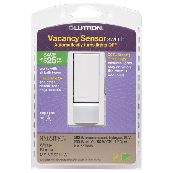 Switch Lutron MS-VPS2H-WH con sensor unipolar blanco
