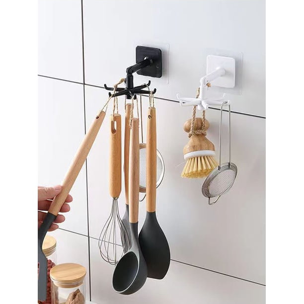 1pc Rotatable ABS Hanging Storage Rack, Classic Black Kitchen Hanging Storage Rack For Home