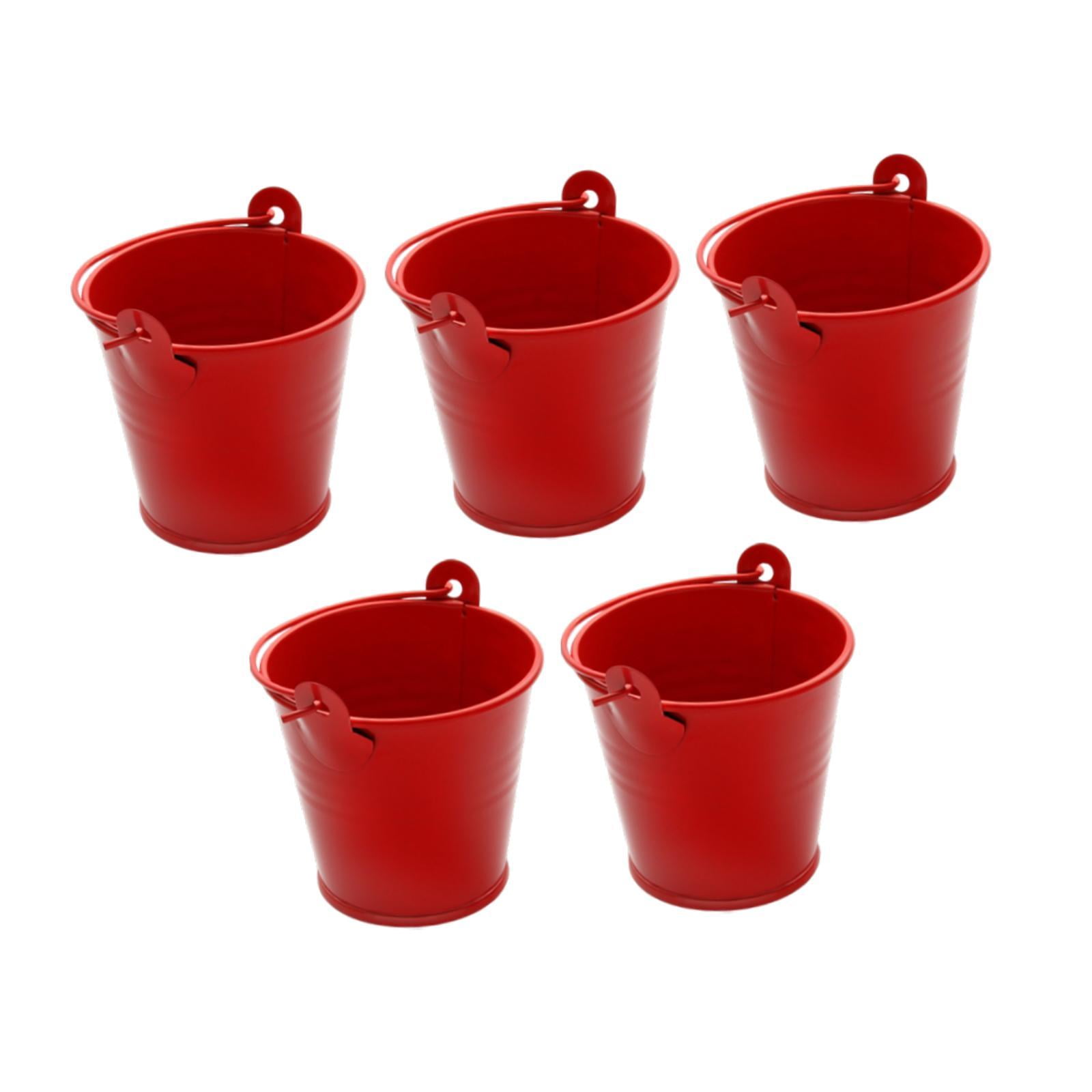 Ioensy - 5 Cubos De Metal Galvanizado, Contenedores Rústicos Para Recuerdos De Fiesta, Resistentes, Color Rojo