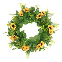 Bothyi - Guirnalda De Puerta Viva De 45 Cm Guirnalda De Navidad Hojas Verdes Girasol