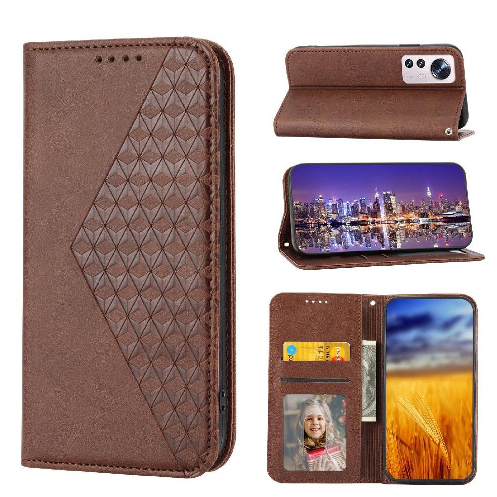 Funda Flip Foxdock Para Xiaomi 12 , Estilo Billetera Con Diseño Rombo, Correa De Mano Y Soporte, Uso Diario