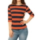 thumbnail image 2 of INSPIRE CHIC Camisetas a Rayas de Regreso a Clases para Mujer Ajuste Ceñido Mangas al Codo Cuello de Barco T-Shirt L Naranja Azul Marino, 2 of 7