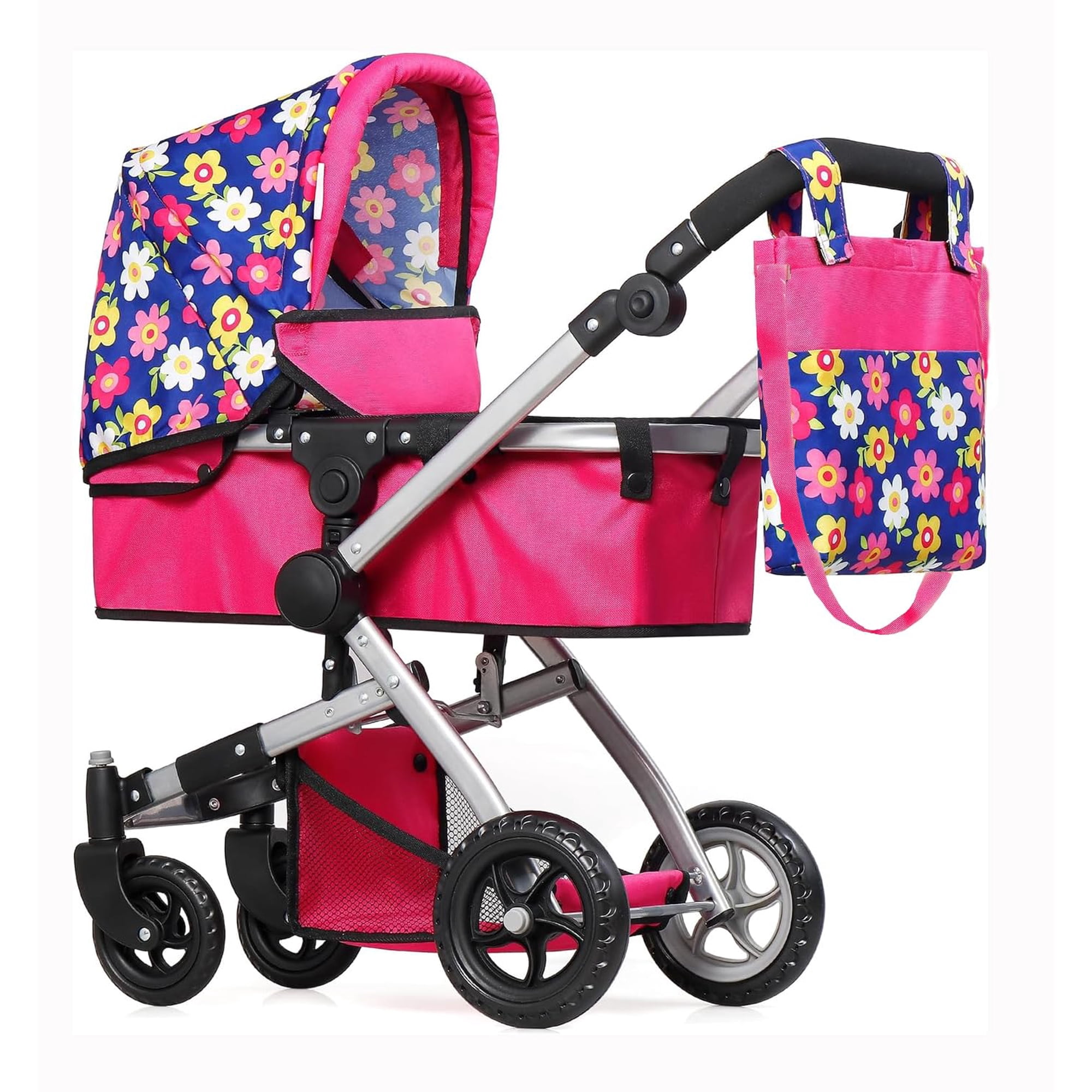 Fash N Kolor - Cochecito Plegable Para Muñeca Con Flor