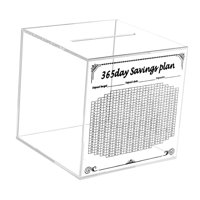 Magideal - Acrílico Clear Piggy Bank Con Plan De Ahorro De 365 Días, Frasco De Ahorro De Dinero Transparente Resistente, Elegante Y Práctico Para Niños Y Adultos 15X15X15Cm