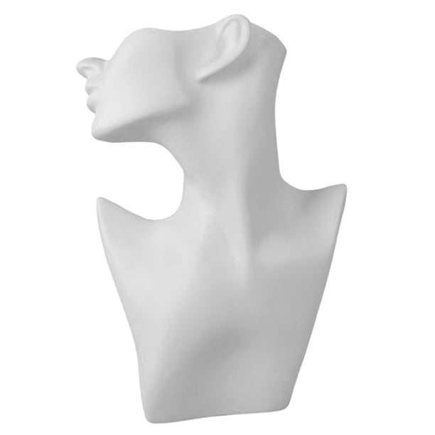 Exhibición de collar y aretes Soporte de joyería Media cara Modelo femenino Cabeza Exhibición de aretes Soportes Exhibición de maniquí de joyería para , Blanco