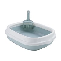 Ioensy - Caja De Arena Para Gatos, Caja De Arena Con Borde Alto, Inodoro Portátil Duradero Para Cachorros, Azul Grande