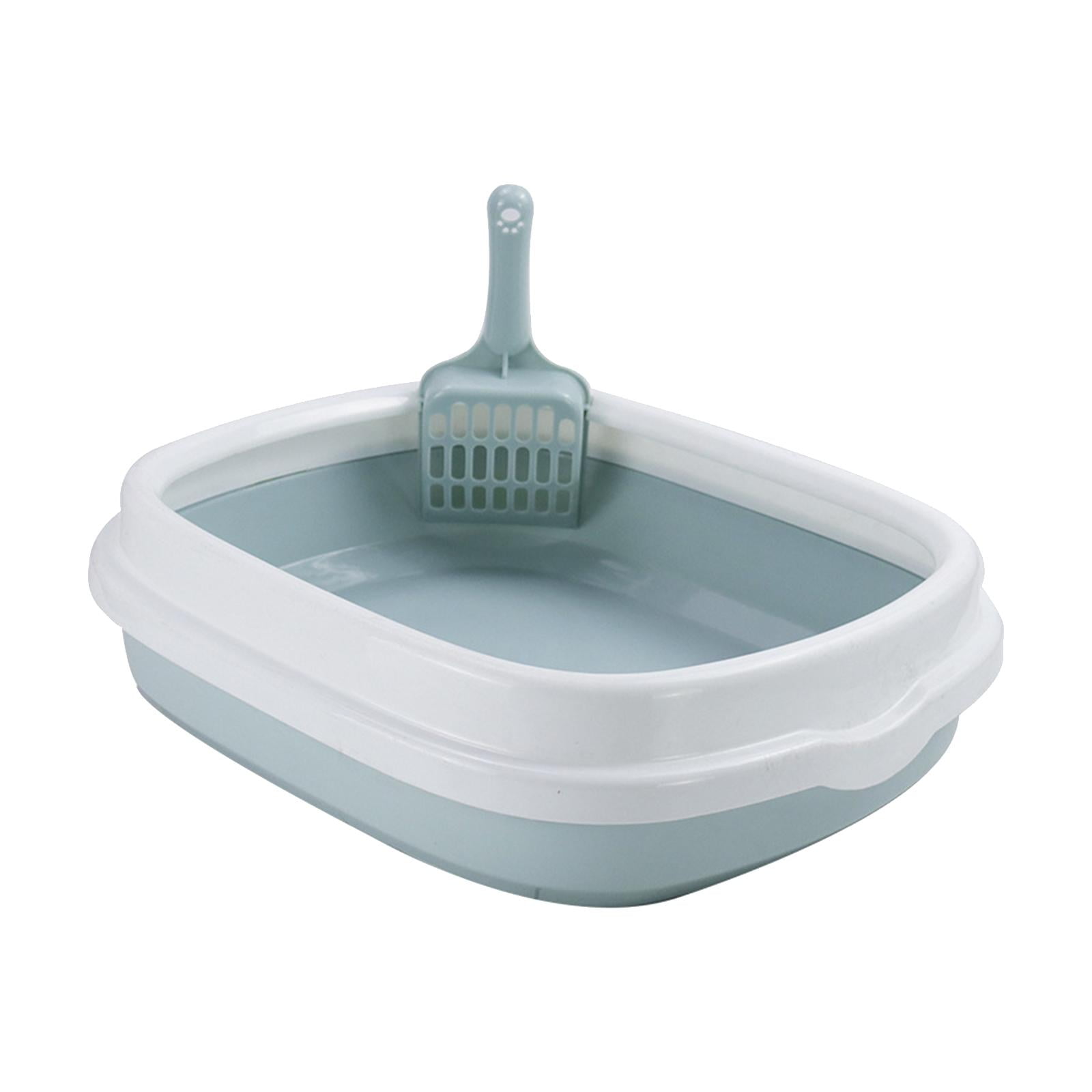 Ioensy - Caja De Arena Para Gatos, Caja De Arena Con Borde Alto, Inodoro Portátil Duradero Para Cachorros, Azul Grande