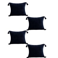 Genérico - Pack De 4 Fundas De Cojin Chenille Con Borlas 45X45 Azul Oscuro