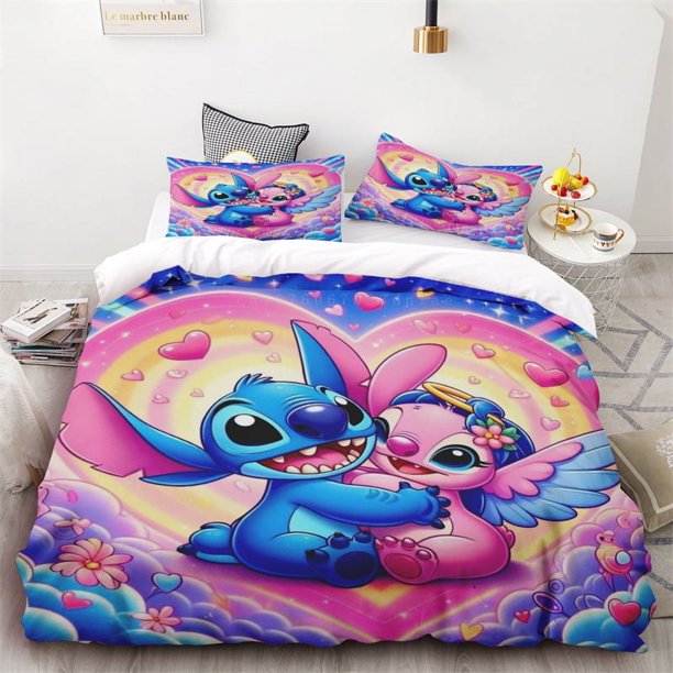 v1369 Bed Sheets Duvet Cover Stitch Angel Love Background One Quilt Cover Two Pillowcases Single Double Queen King Size No Filling Inside 3-Piece Bedding Set (1 Duvet Cover + 2 Pillow Shams) Bed Sheet