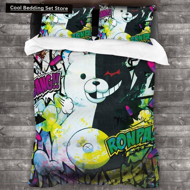 Cartoons Danganronpa Monokuma Bedding Set Twin Full Size Bed Set Adult Kid Bedroom Duvet cover Sets Bed Sheets