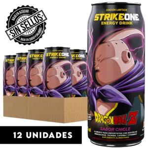 Strikeone - Bebida Energética 12 Unidades (473 Ml C/U ) - Dragon Ball Z - Majin Buu - Chicle