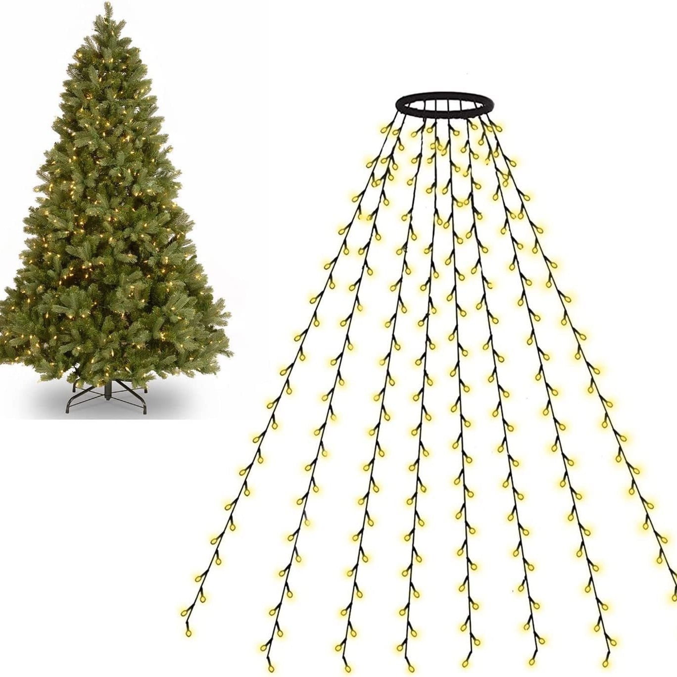 Xusx111 - Deslumbrar Luces Brillantes Del Árbol De Navidad, 400 Led Cascada Árbol Topper, Luces 9.8ft X 16 Líneas Luz De Navidad Para La Decoración De Navidad Del Patio Al Aire Libre De Interior (blan
