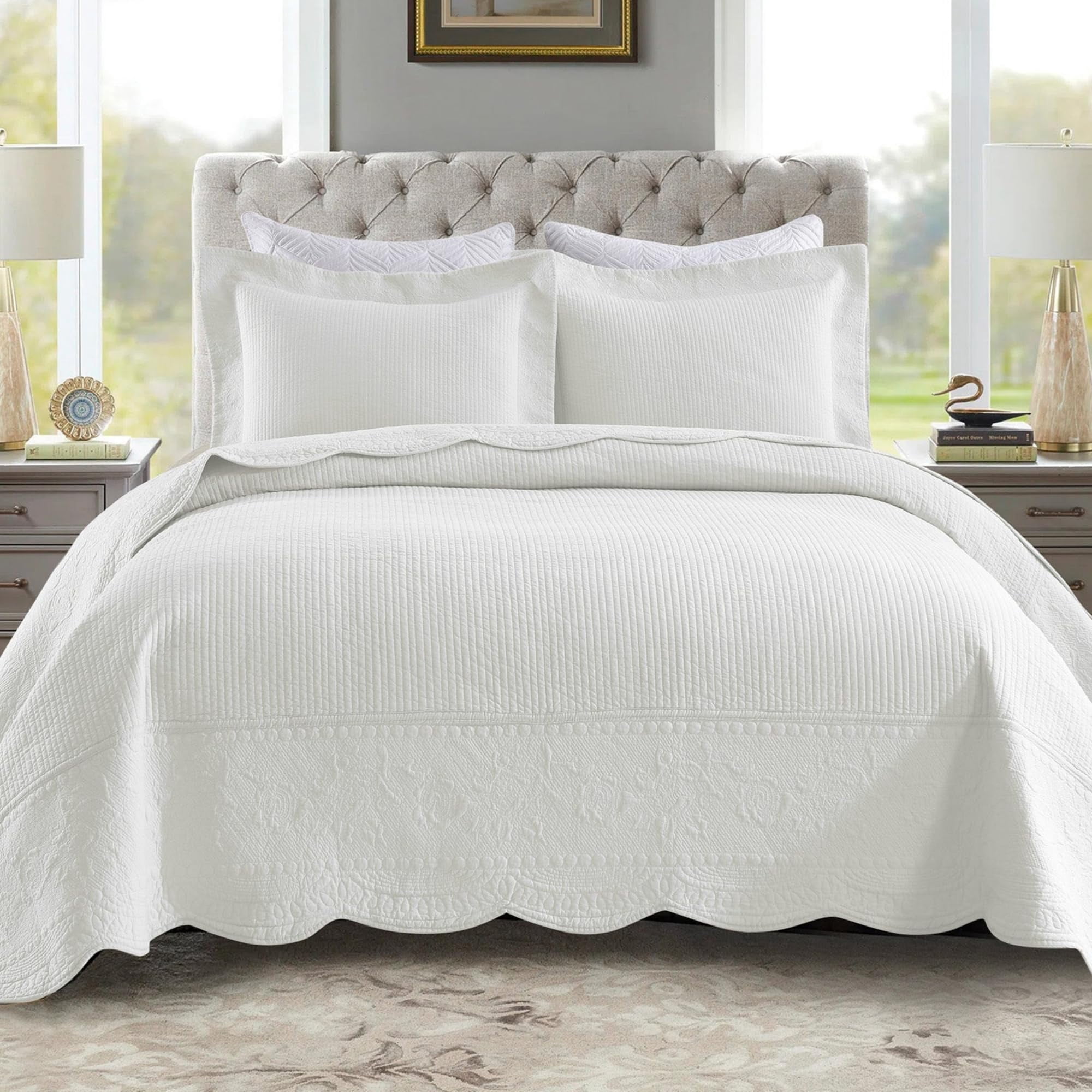 Juego De Ropa De Cama Marcielo, Colcha Bordada 100% Algodón, 100% Algodón