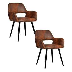 Klik Muebles - Pack De 2 Butacas Burgos Ecocuero Vintage Café Oscuro