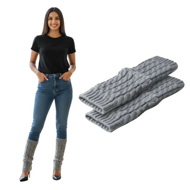Polainas Calentadores Tejido Trenzado Colores Variados Mujer Niña Elegante 100% Lana