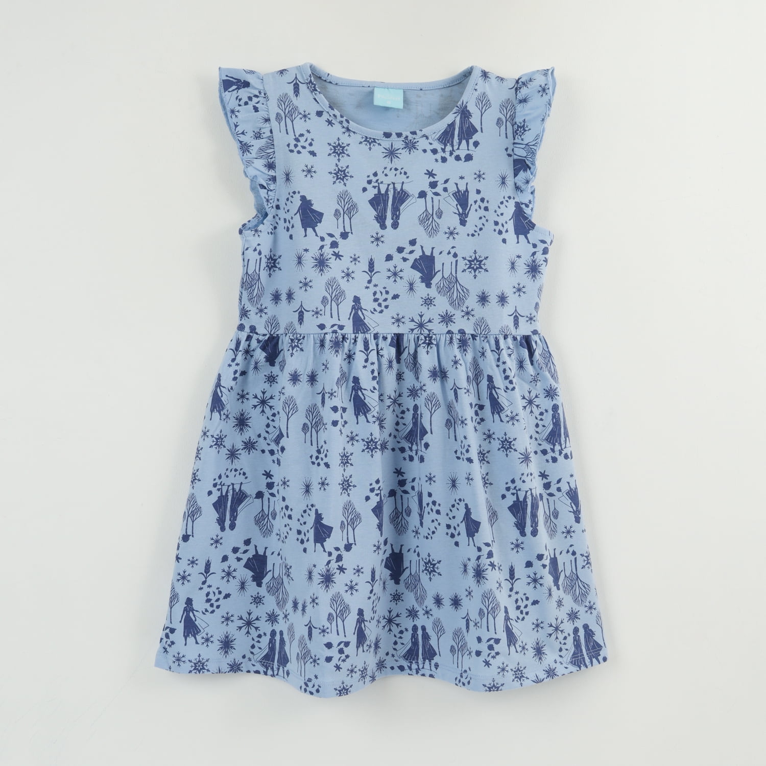 Vestido Sin Manga Y Collet Niña Azul Fullprint Frozen Disney