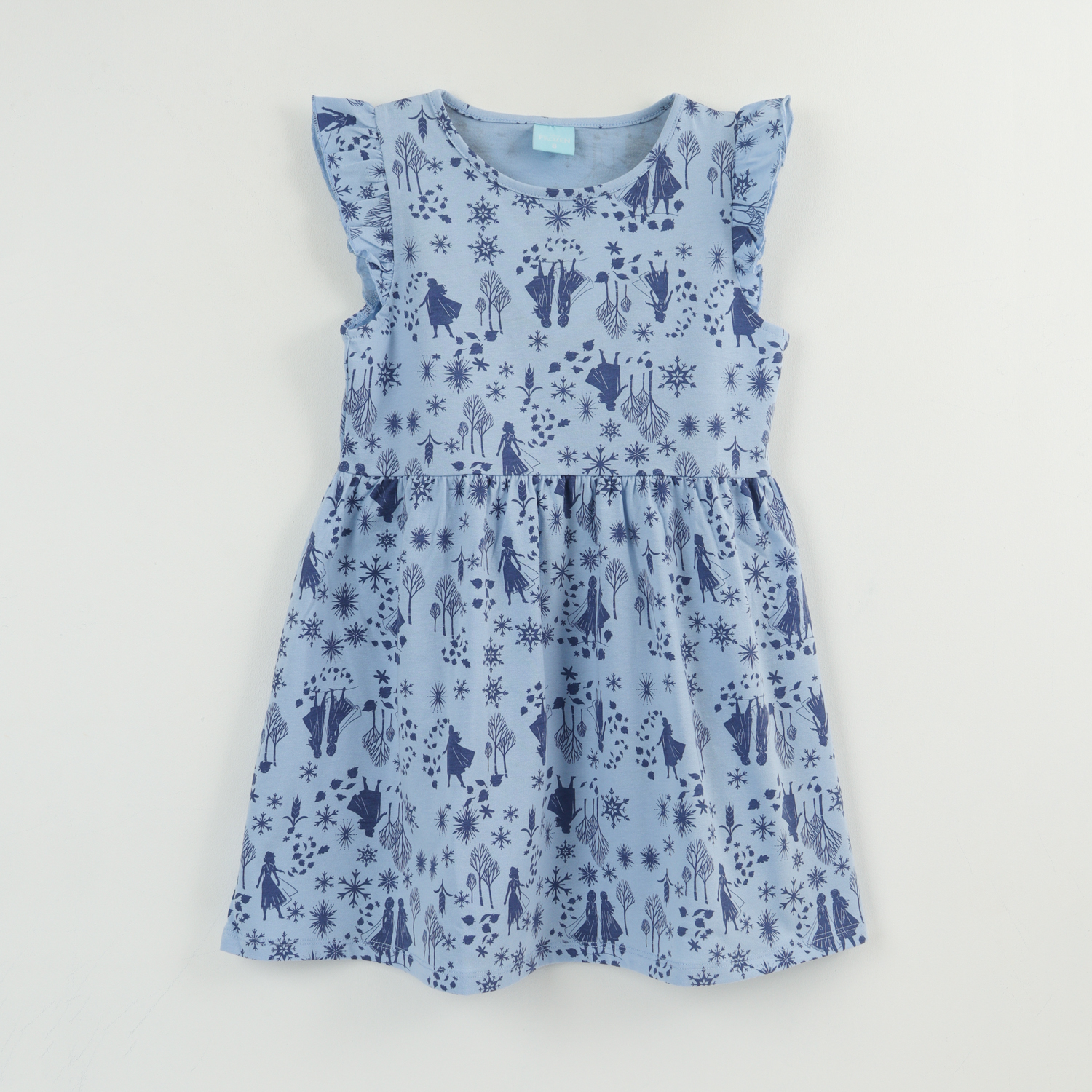 Vestido Sin Manga Y Collet Niña Azul Fullprint Frozen Disney